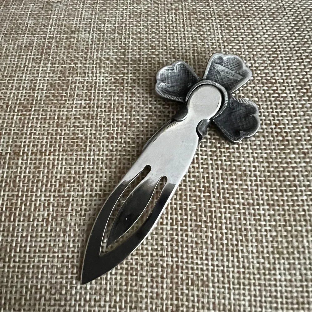 Vintage Avon Pewter Tone Floral Cross Metal Bookmark 2.75